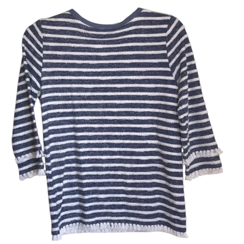 Jones New York signature striped 1/4 zip fringed sweater.Size small GUC - Picture 2 of 3